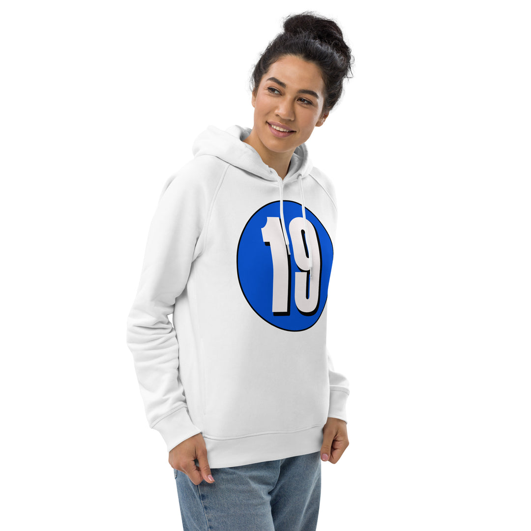 Unisex pullover hoodie: White on Periwinkle 19