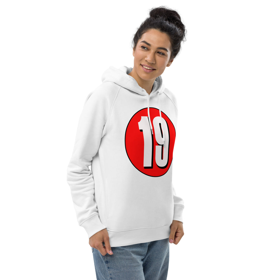 Unisex pullover hoodie: White on Red 19