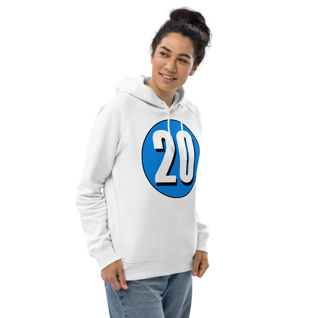 Unisex pullover hoodie: White on Blue 20