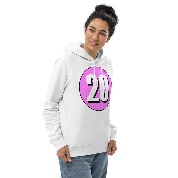 Unisex pullover hoodie: White on Pink 20