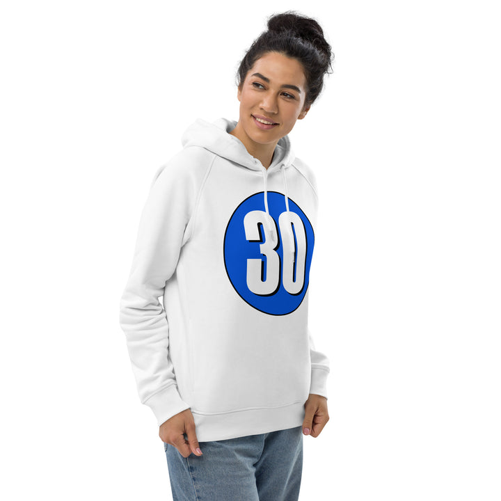 Unisex pullover hoodie: White on Periwinkle 30