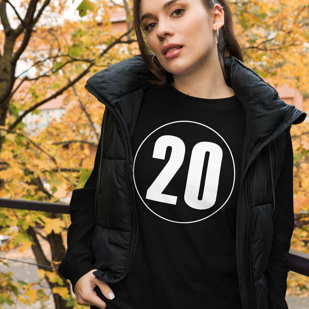 Unisex Long Sleeve Tee: White on Black 20