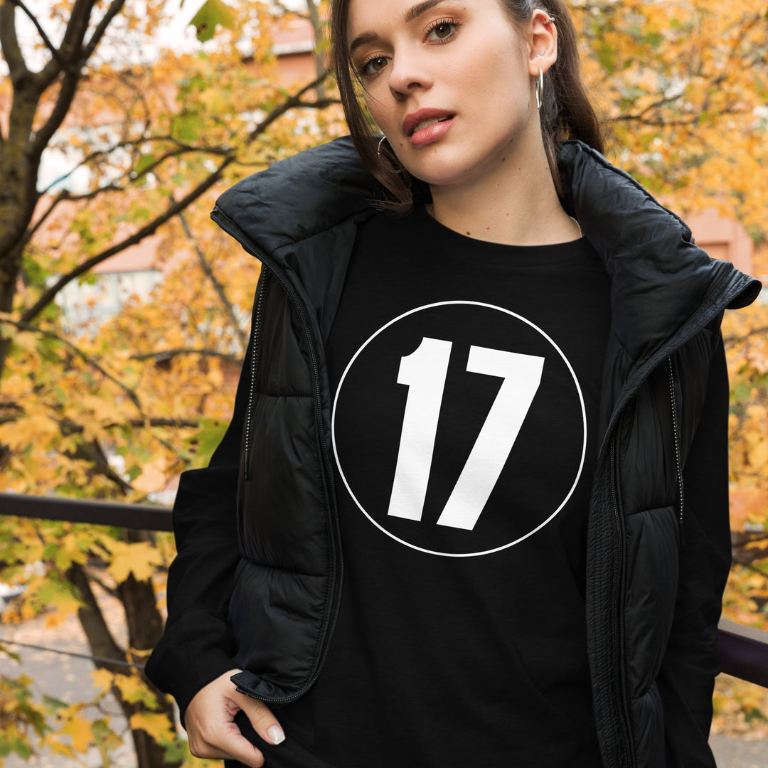 Unisex Long Sleeve Tee: White on Black 17