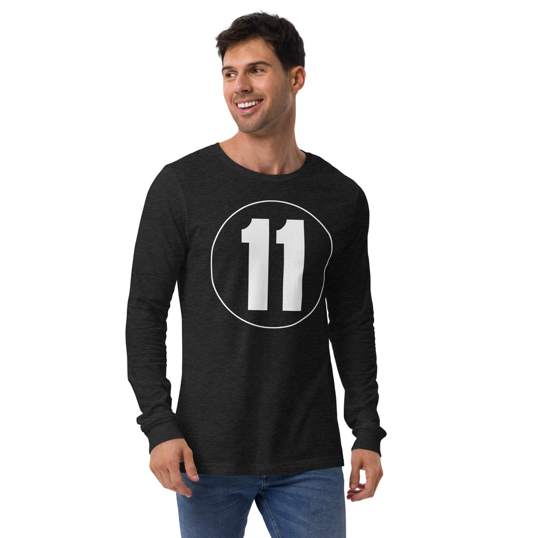 Unisex Long Sleeve Tee: White on Black 11