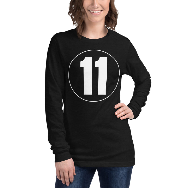 Unisex Long Sleeve Tee: White on Black 11