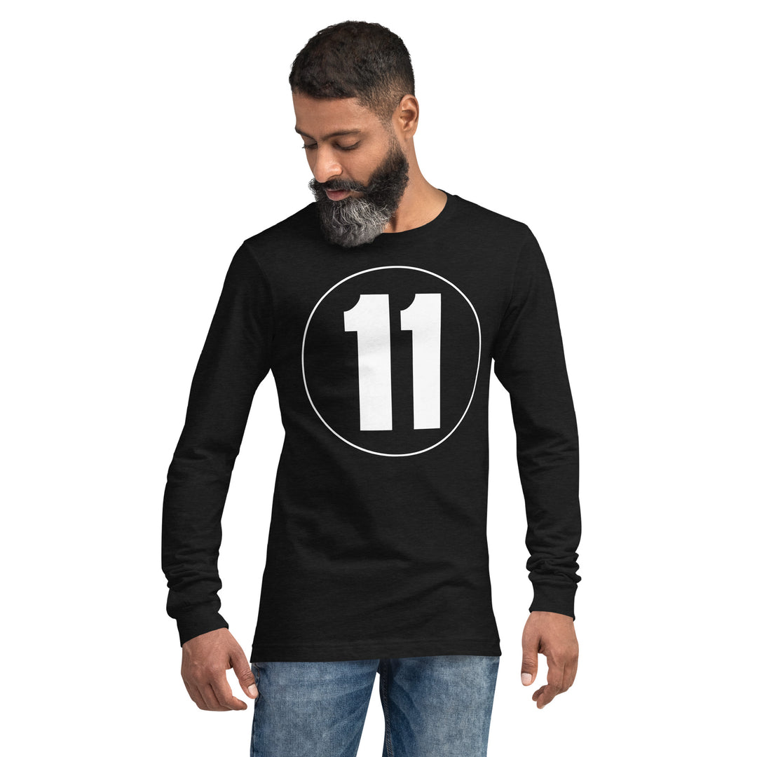 Unisex Long Sleeve Tee: White on Black 11