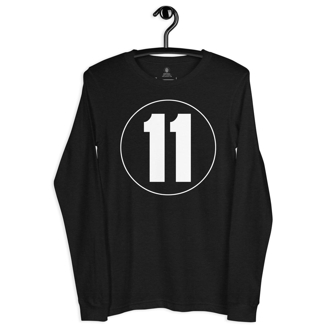 Unisex Long Sleeve Tee: White on Black 11