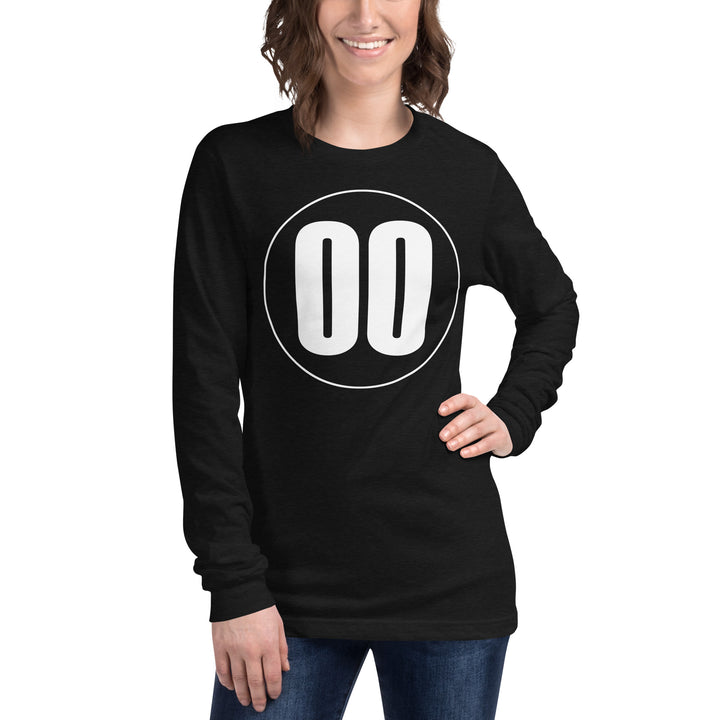 Unisex Long Sleeve Tee: White on Black 00