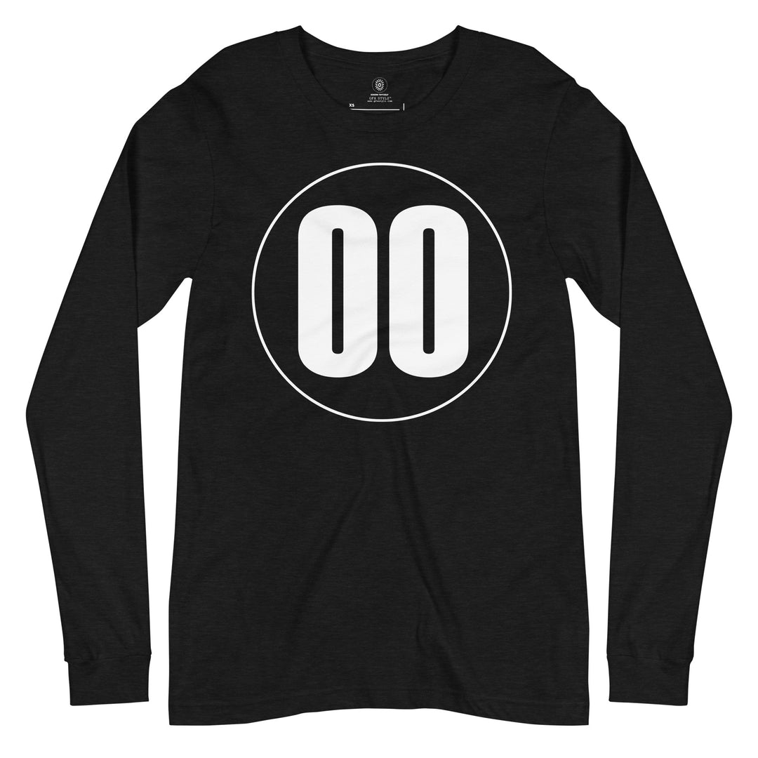 Unisex Long Sleeve Tee: White on Black 00