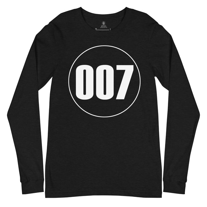 Unisex Long Sleeve Tee: White on Black 007