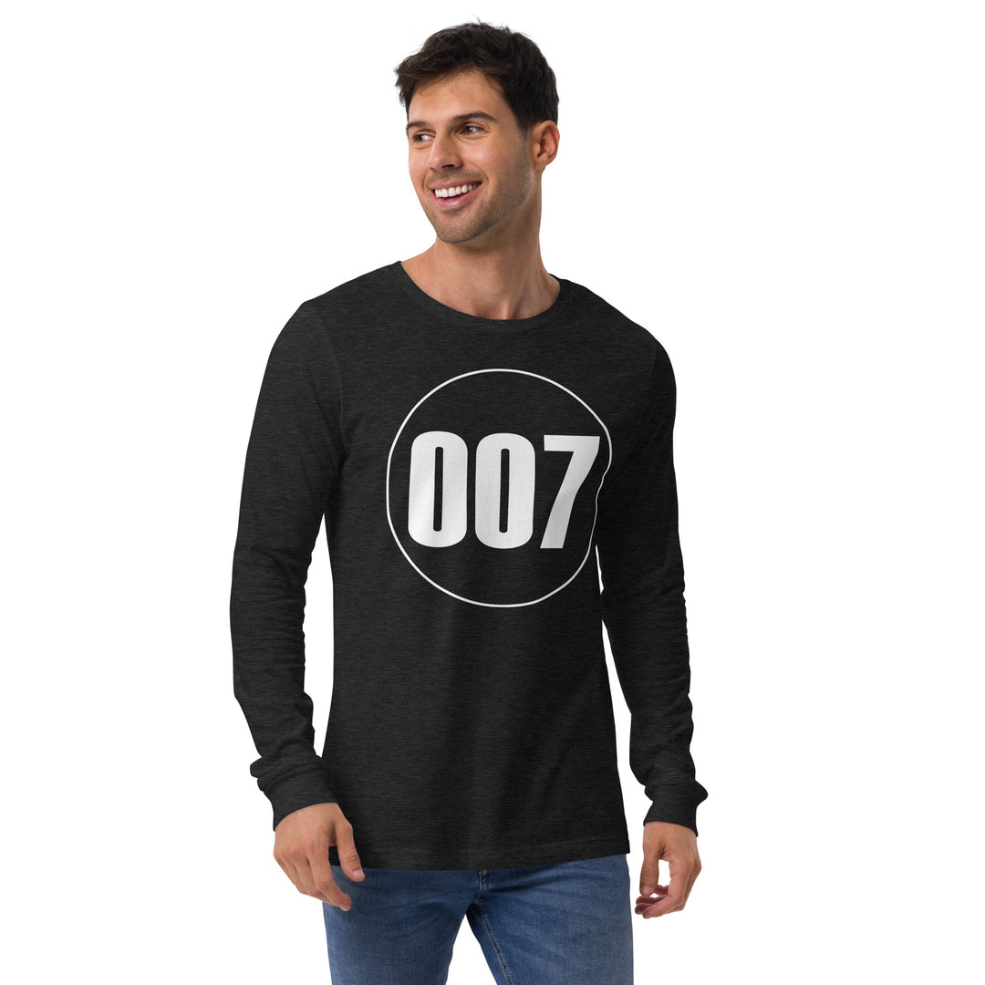 Unisex Long Sleeve Tee: White on Black 007