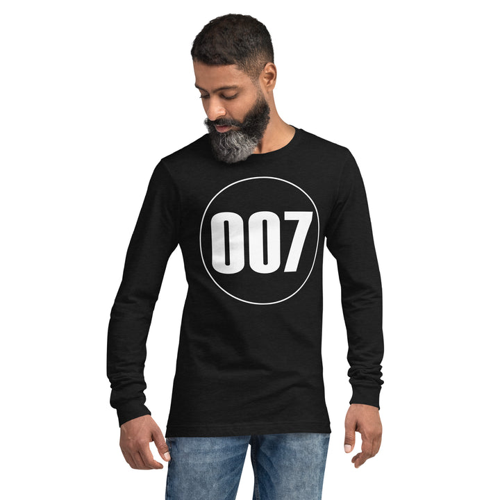 Unisex Long Sleeve Tee: White on Black 007