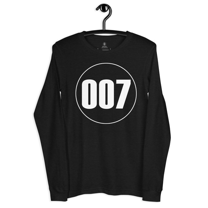 Unisex Long Sleeve Tee: White on Black 007