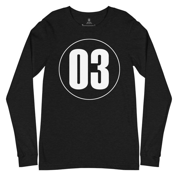 Unisex Long Sleeve Tee: White on Black 03