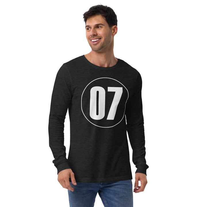 Unisex Long Sleeve Tee: White on Black 07