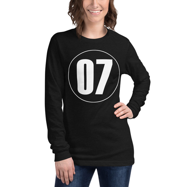 Unisex Long Sleeve Tee: White on Black 07