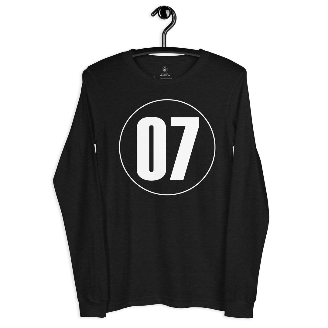 Unisex Long Sleeve Tee: White on Black 07