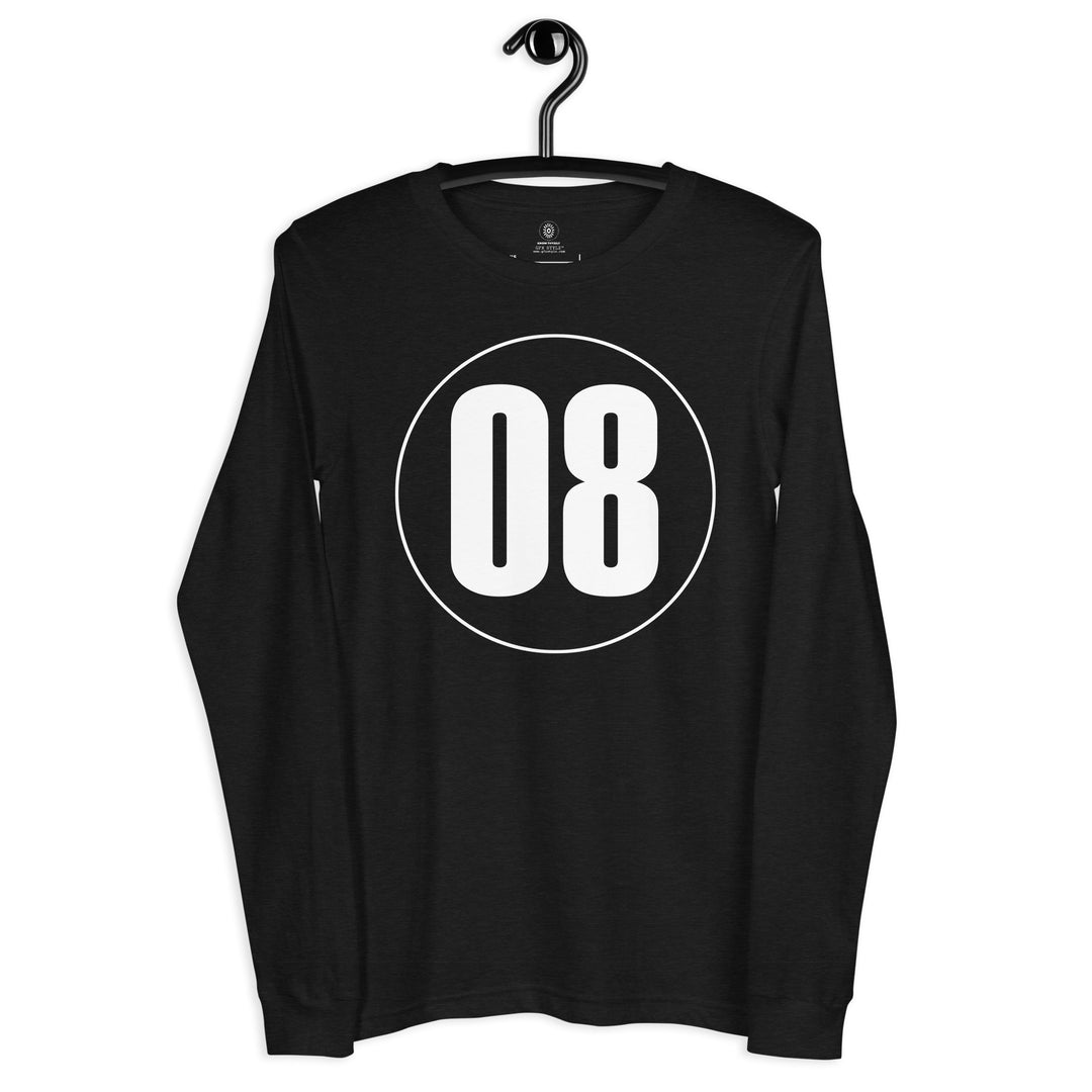 Unisex Long Sleeve Tee: White on Black 08