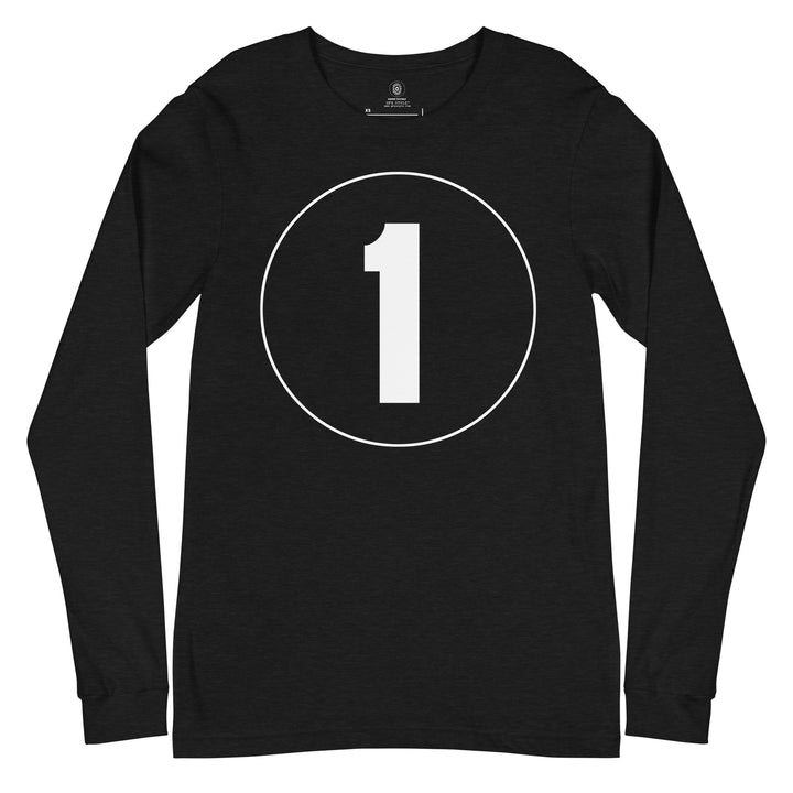 Unisex Long Sleeve Tee: White on Black 1