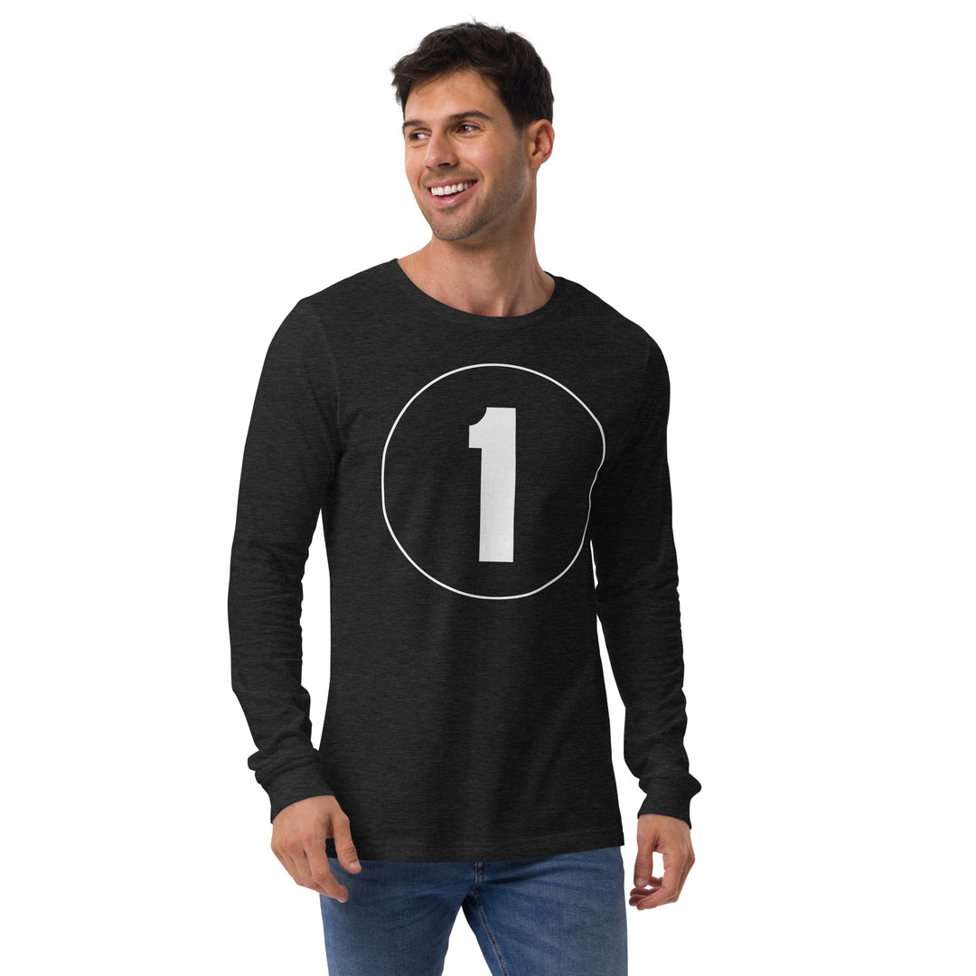 Unisex Long Sleeve Tee: White on Black 1