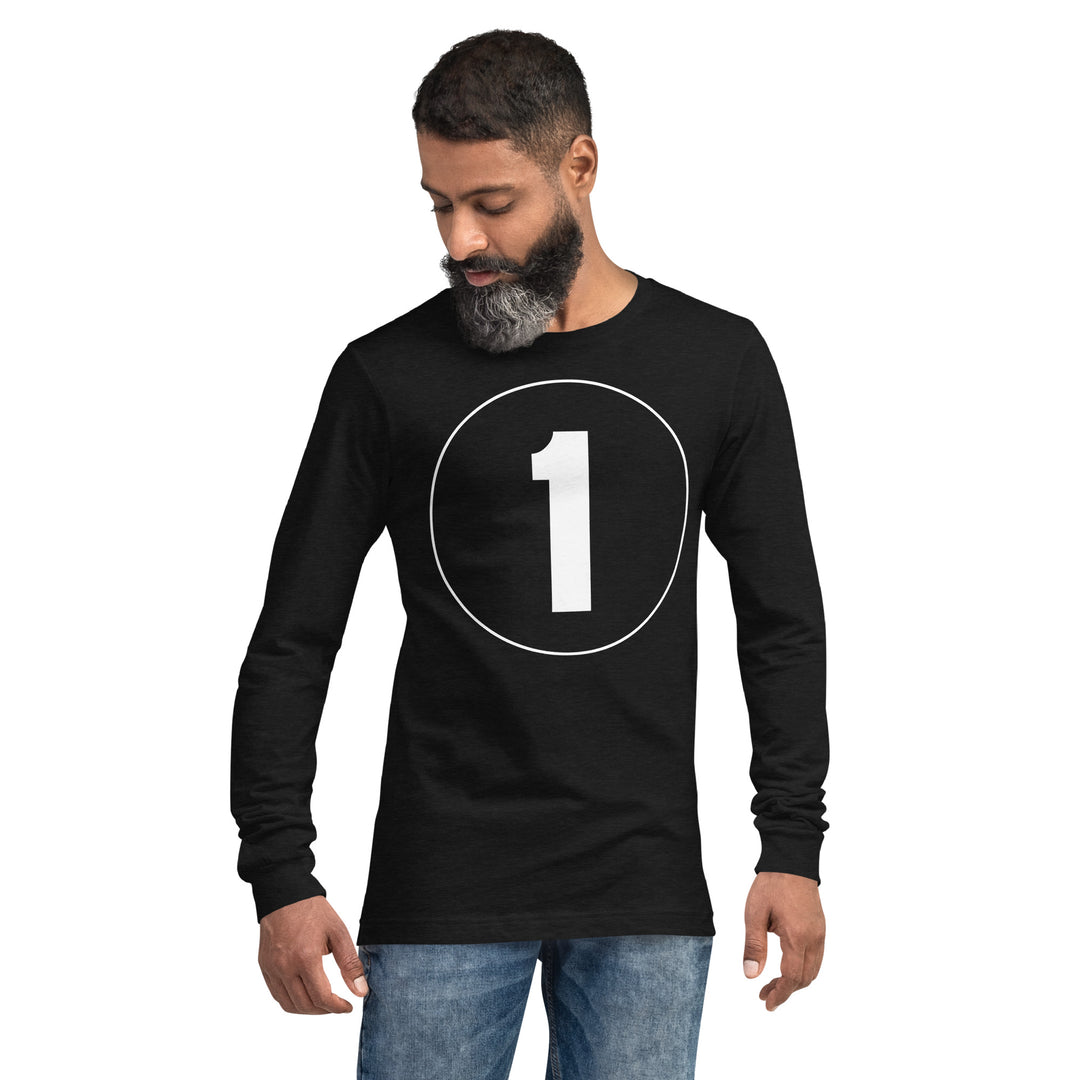 Unisex Long Sleeve Tee: White on Black 1