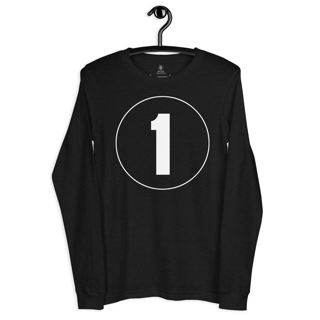 Unisex Long Sleeve Tee: White on Black 1