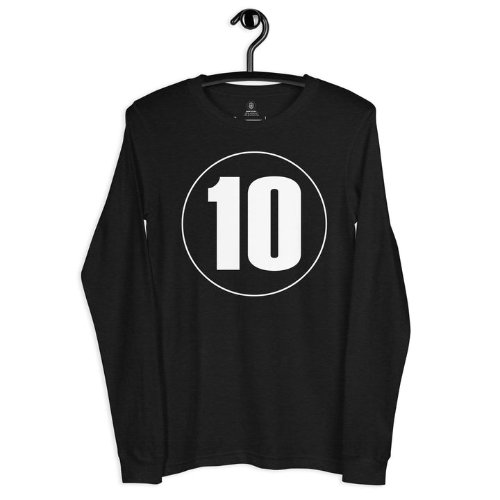 Unisex Long Sleeve Tee: White on Black 10