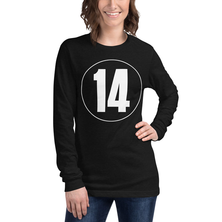 Unisex Long Sleeve Tee: White on Black 14