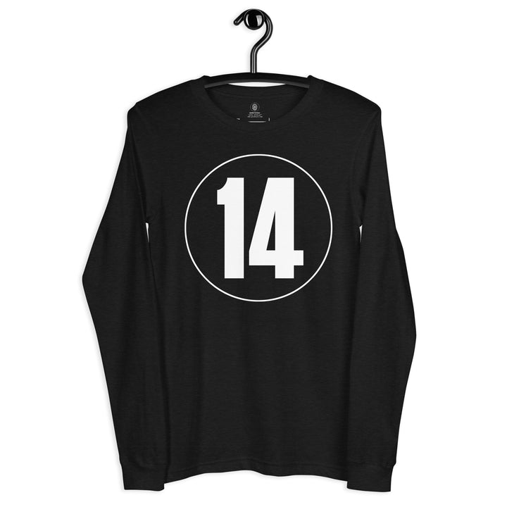 Unisex Long Sleeve Tee: White on Black 14