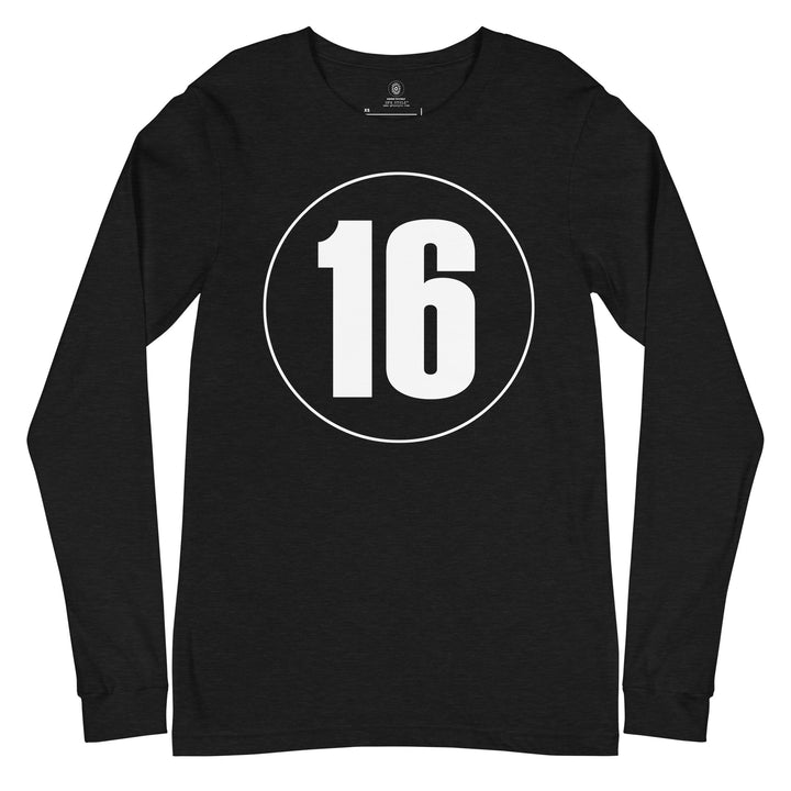 Unisex Long Sleeve Tee: White on Black 16