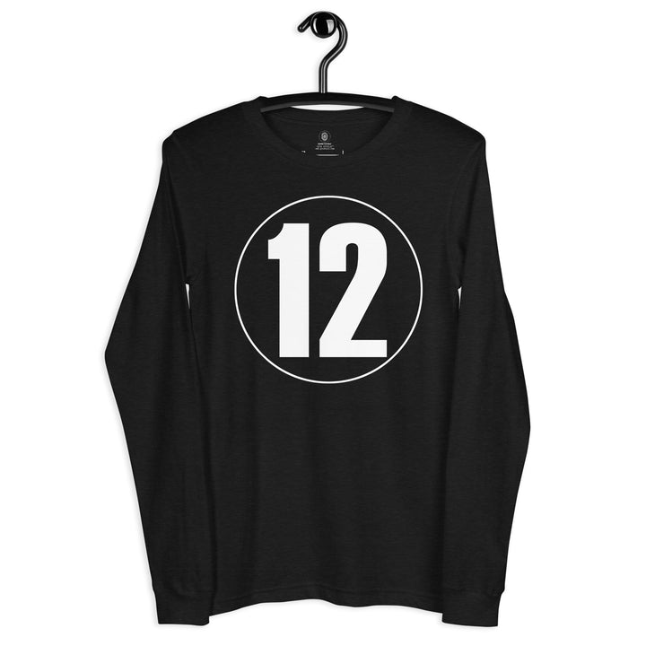 Unisex Long Sleeve Tee: White on Black 12