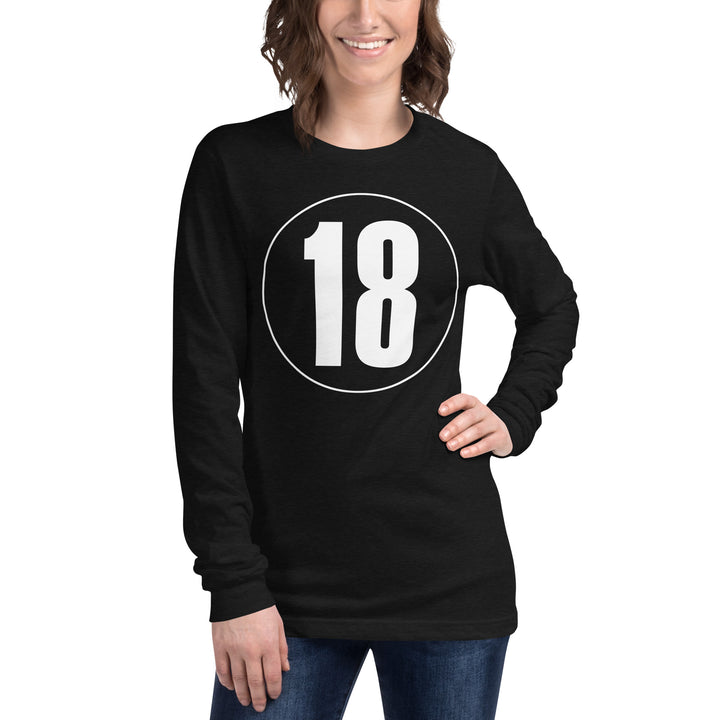 Unisex Long Sleeve Tee: White on Black 18