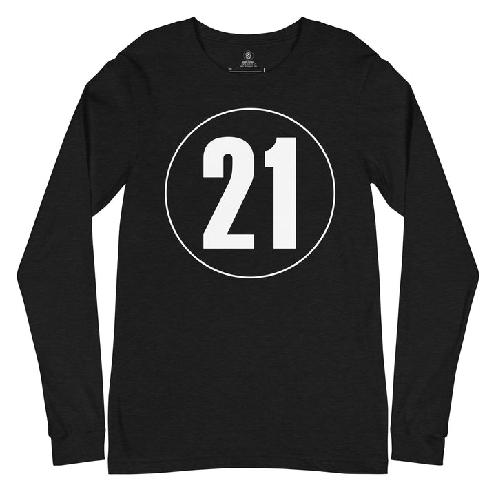 Unisex Long Sleeve Tee: White on Black 21