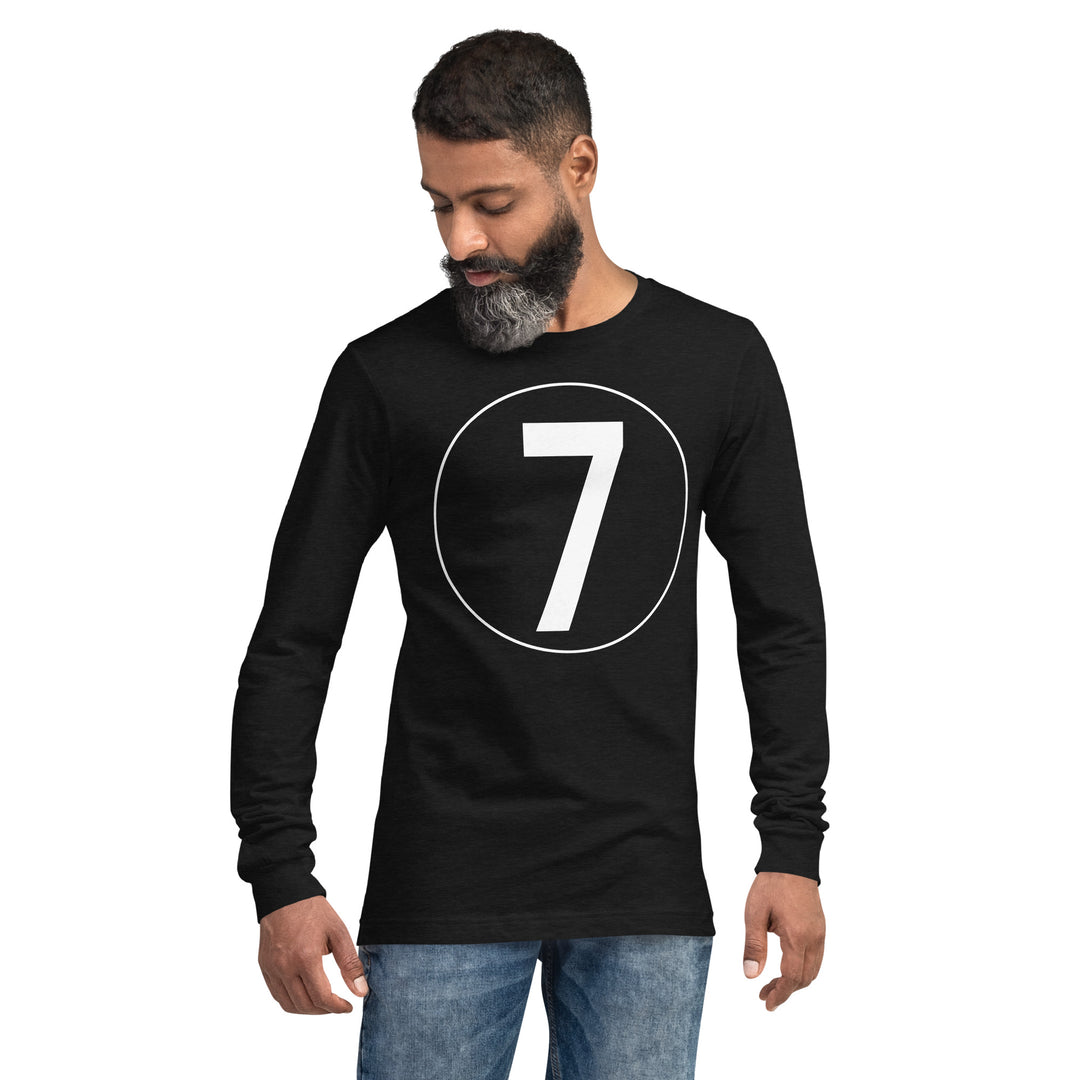 Unisex Long Sleeve Tee: White on Black 7