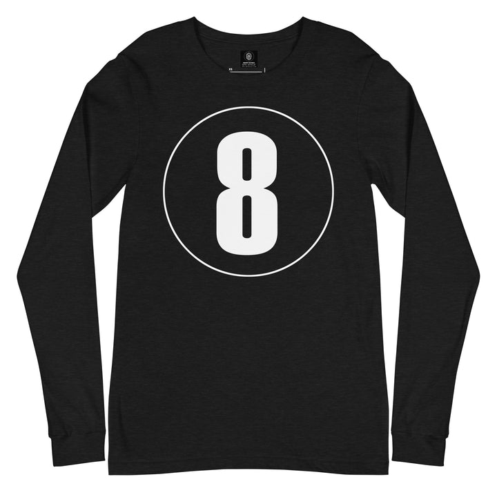 Unisex Long Sleeve Tee: White on Black 8