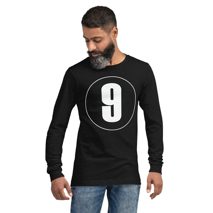 Unisex Long Sleeve Tee: White on Black 9