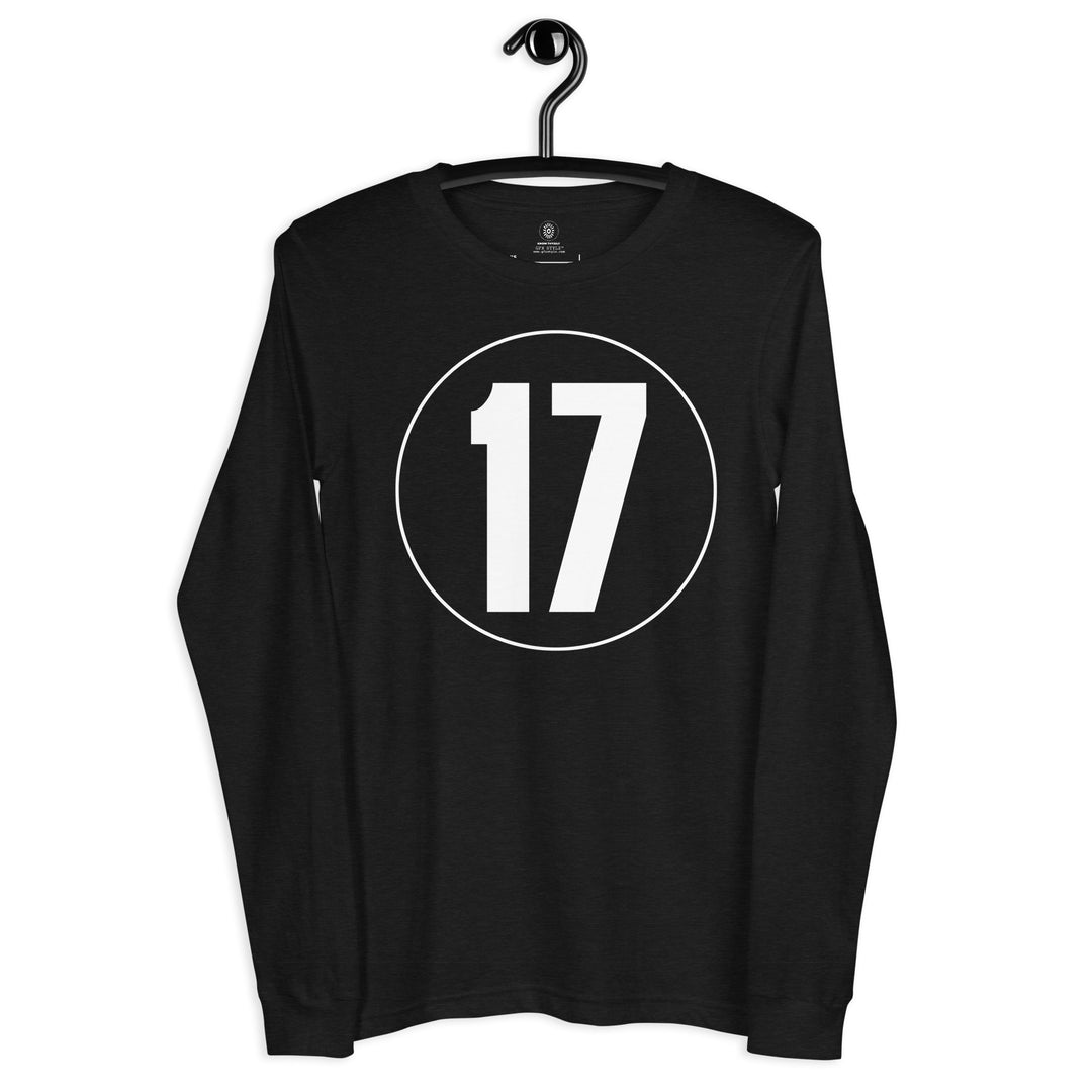 Unisex Long Sleeve Tee: White on Black 17