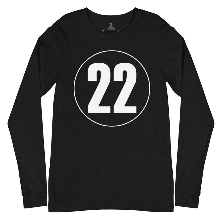 Unisex Long Sleeve Tee: White on Black 22