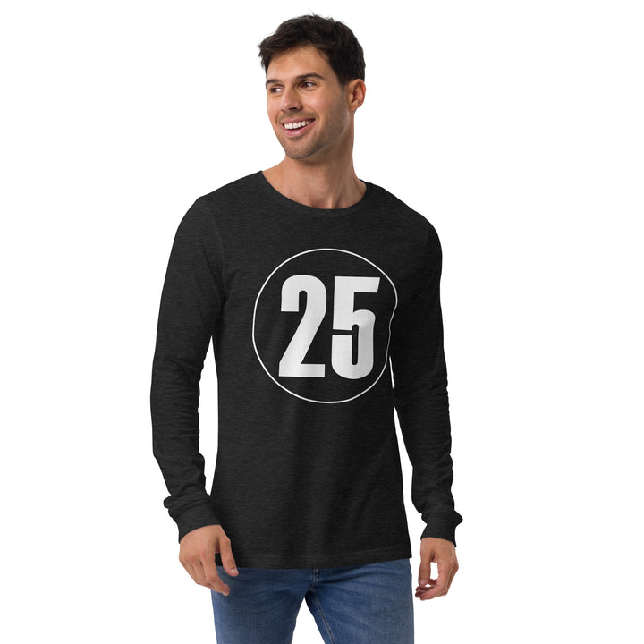 Unisex Long Sleeve Tee: White on Black 25