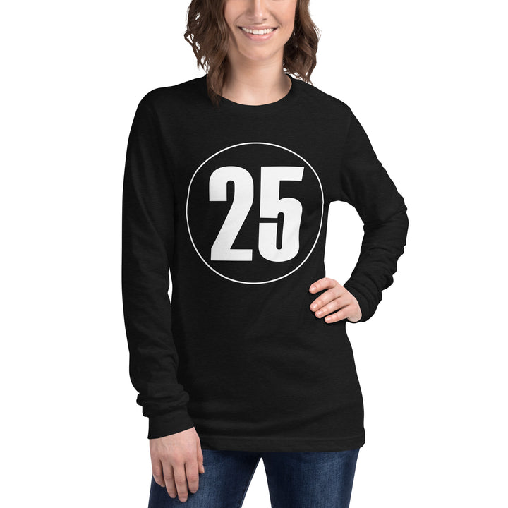 Unisex Long Sleeve Tee: White on Black 25