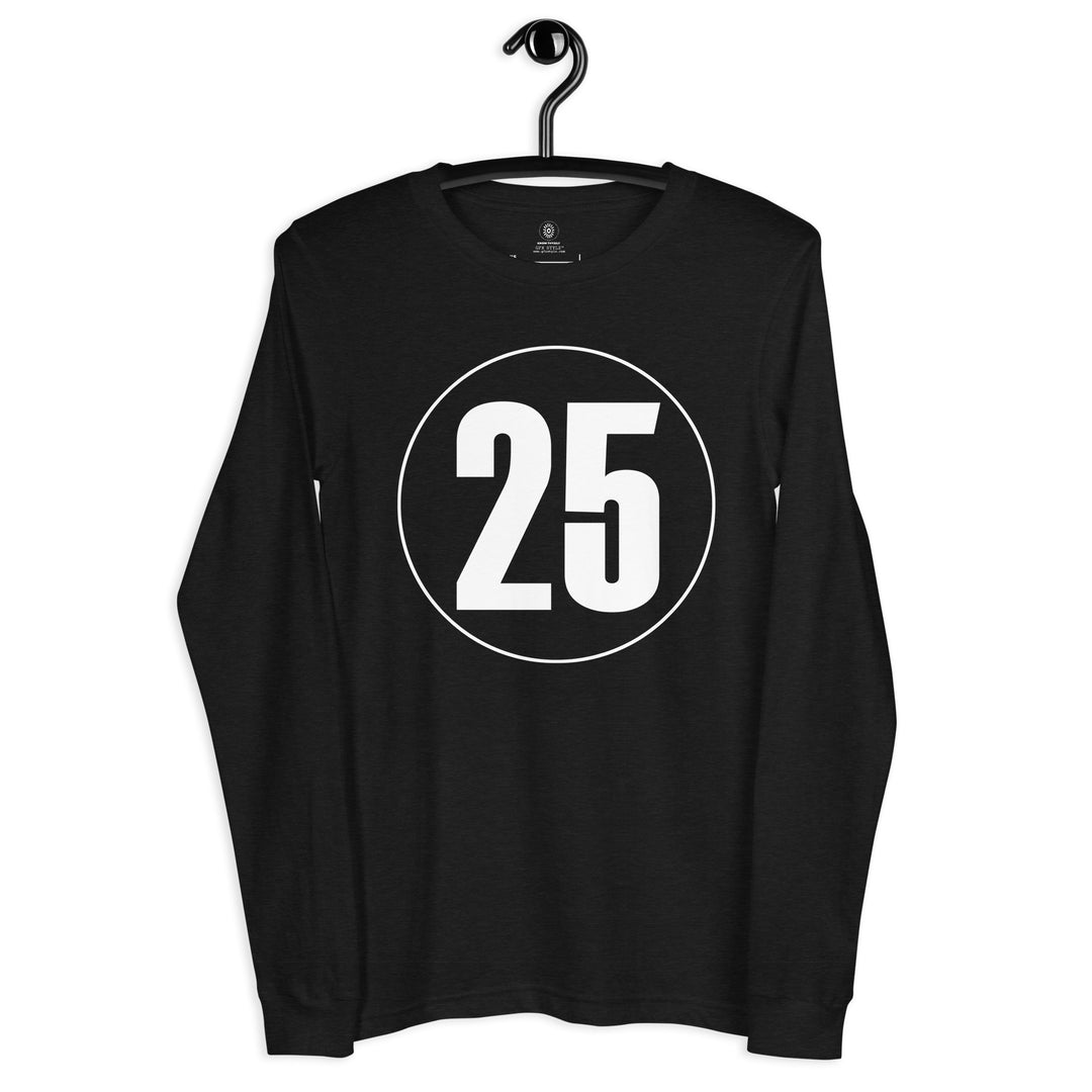 Unisex Long Sleeve Tee: White on Black 25