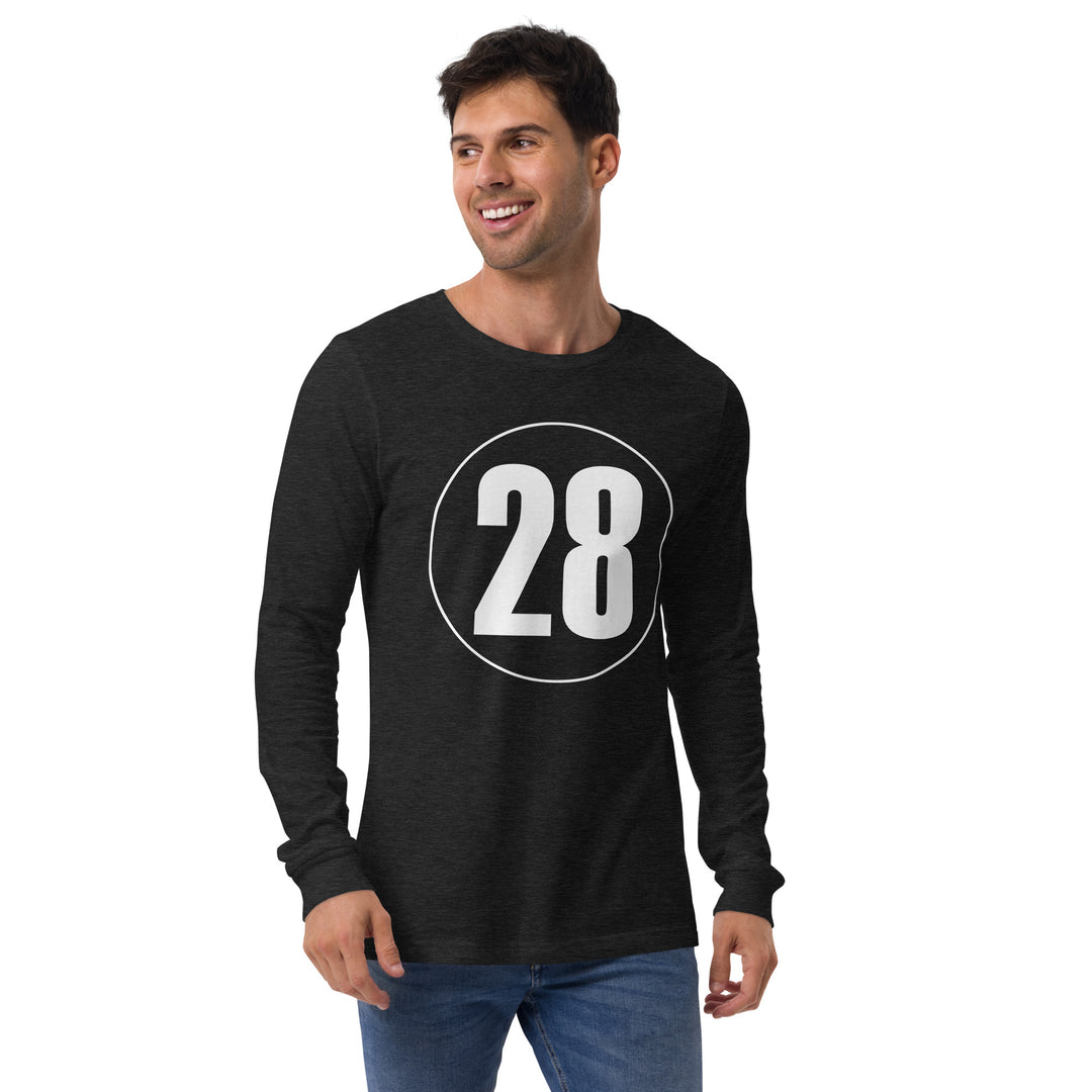 Unisex Long Sleeve Tee: White on Black 28