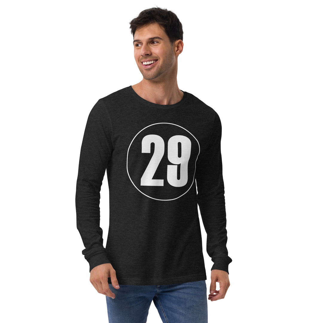 Unisex Long Sleeve Tee: White on Black 29