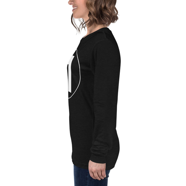 Unisex Long Sleeve Tee: White on Black 11