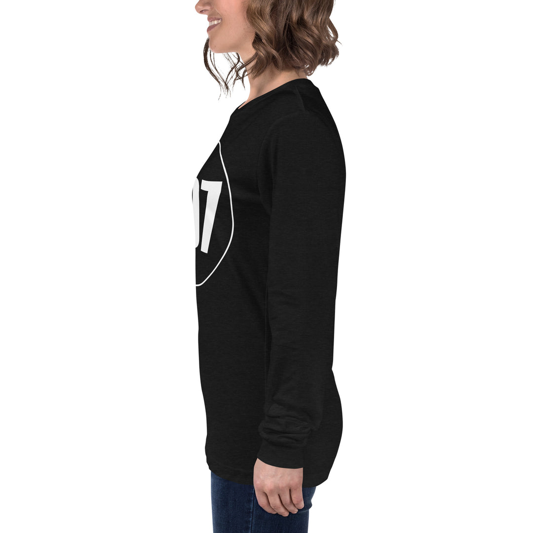 Unisex Long Sleeve Tee: White on Black 007