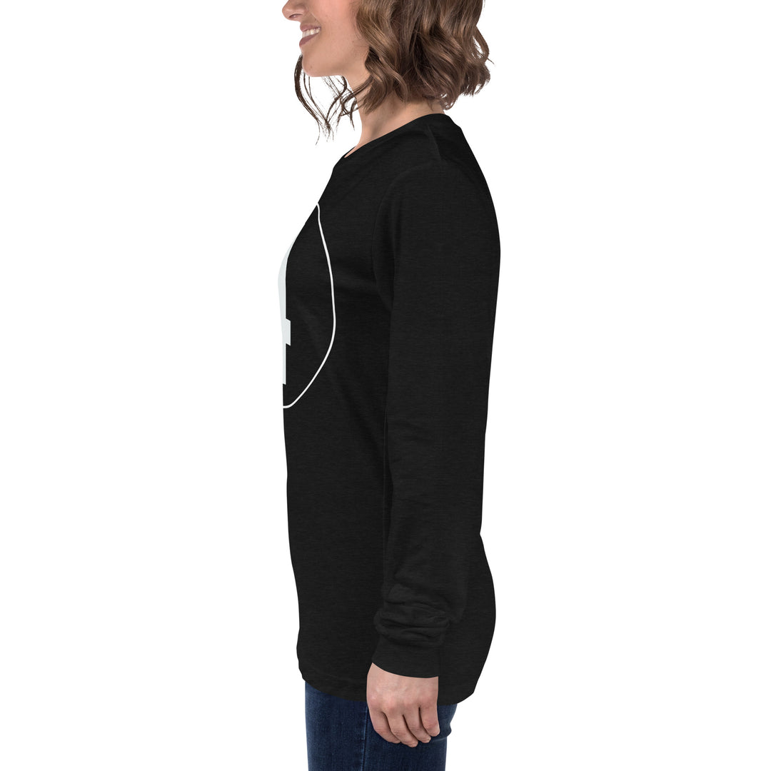 Unisex Long Sleeve Tee: White on Black 4