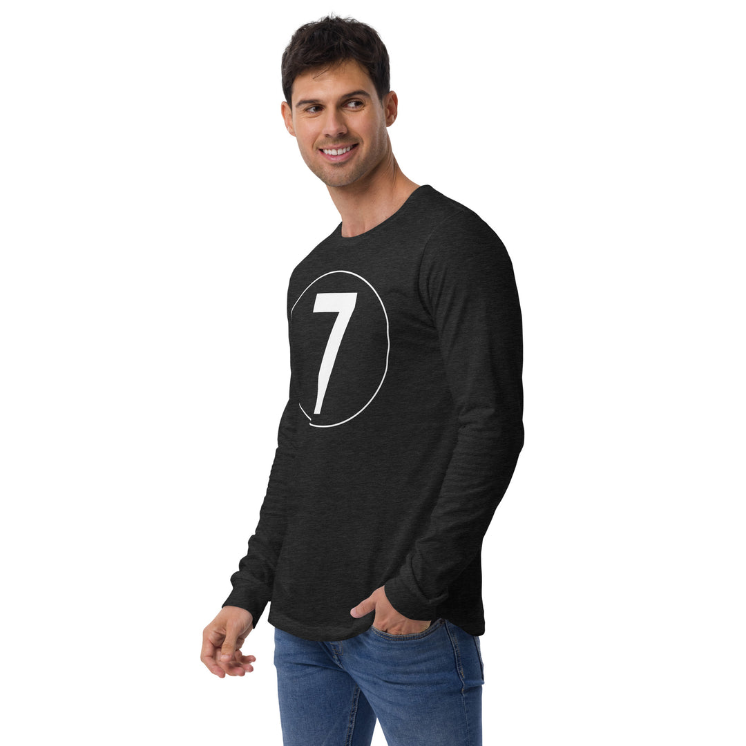 Unisex Long Sleeve Tee: White on Black 7