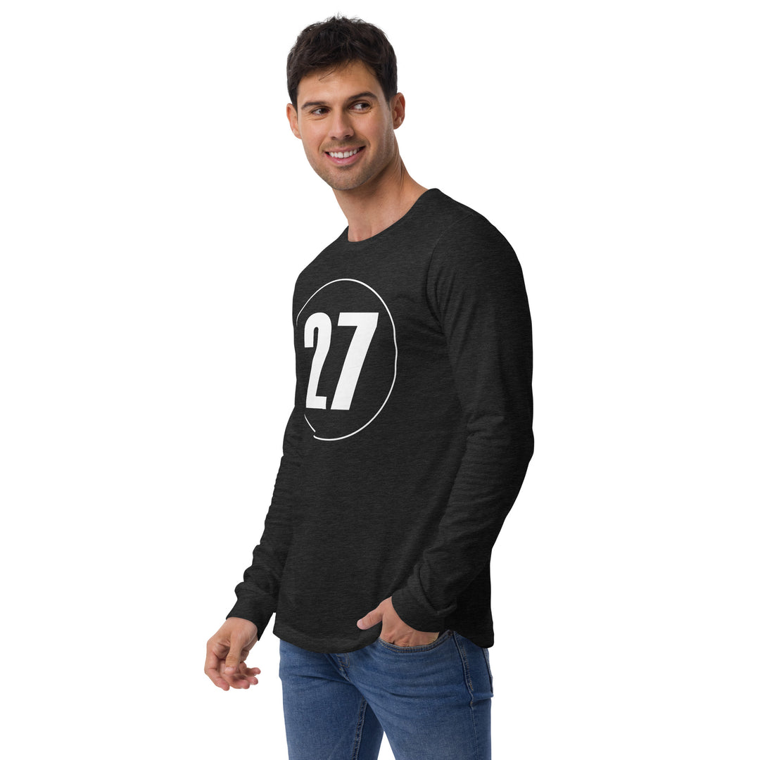 Unisex Long Sleeve Tee: White on Black 27