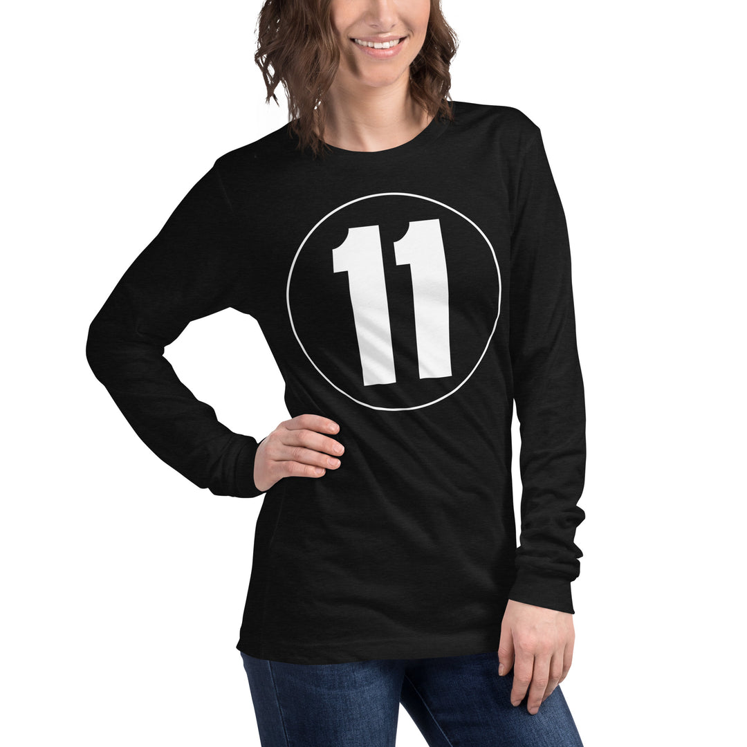 Unisex Long Sleeve Tee: White on Black 11