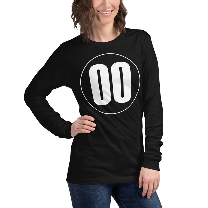 Unisex Long Sleeve Tee: White on Black 00